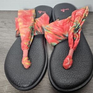 Sanuk Yoga Sling 2 Prints Women's Size 9 Colorful Tie-Dye Yoga Mat Thong Sandals